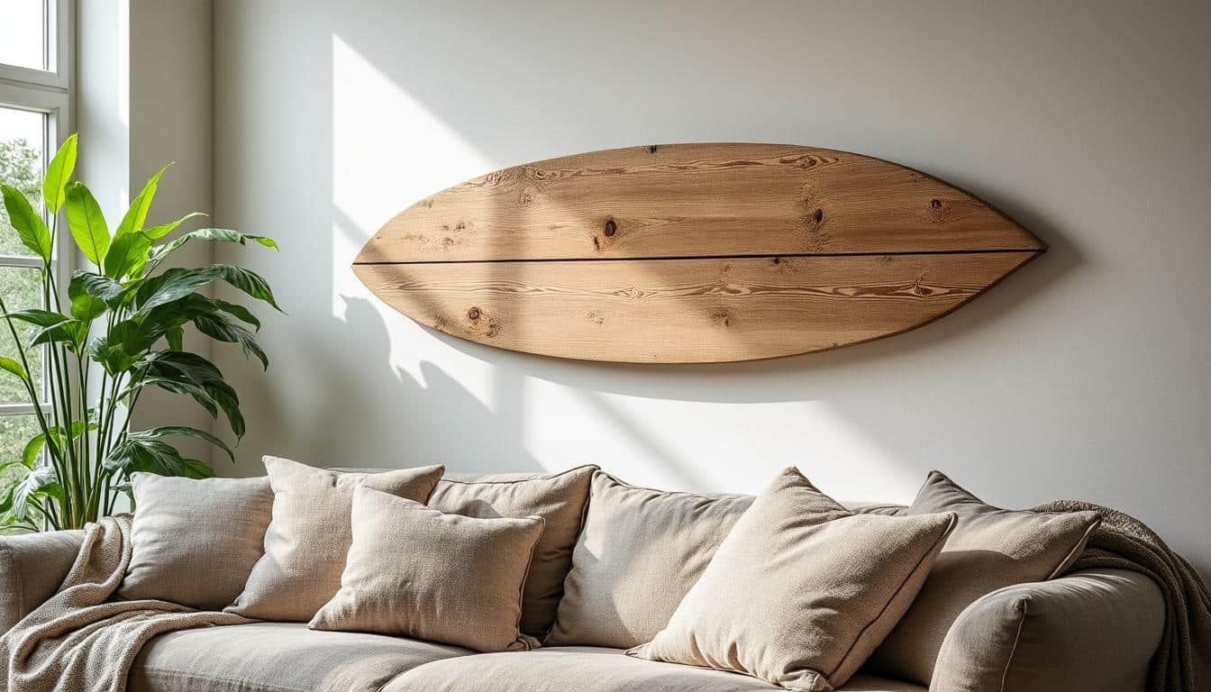 Planche de surf en décoration murale : style naturel et tendance